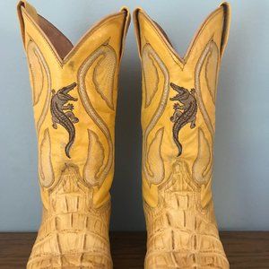 Vintage Yellow / Gold Caiman Cowboy Boots, 6.5